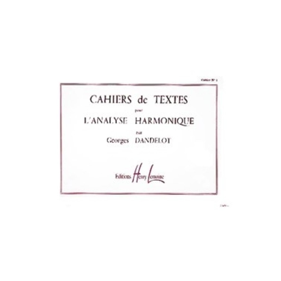 Cahiers de textes L'analyse harmonique Vol.1 