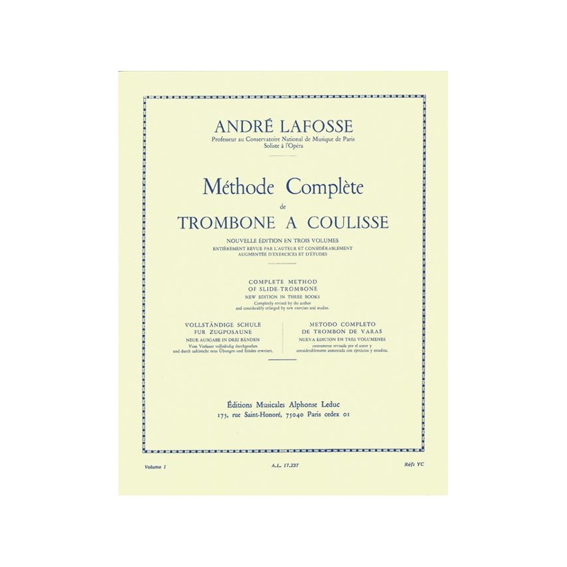 9790046172373AL17237 Méthode de Trombone, Volume 1