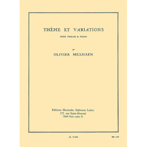 9790046184963AL18496 Theme et Variations pour violon et piano