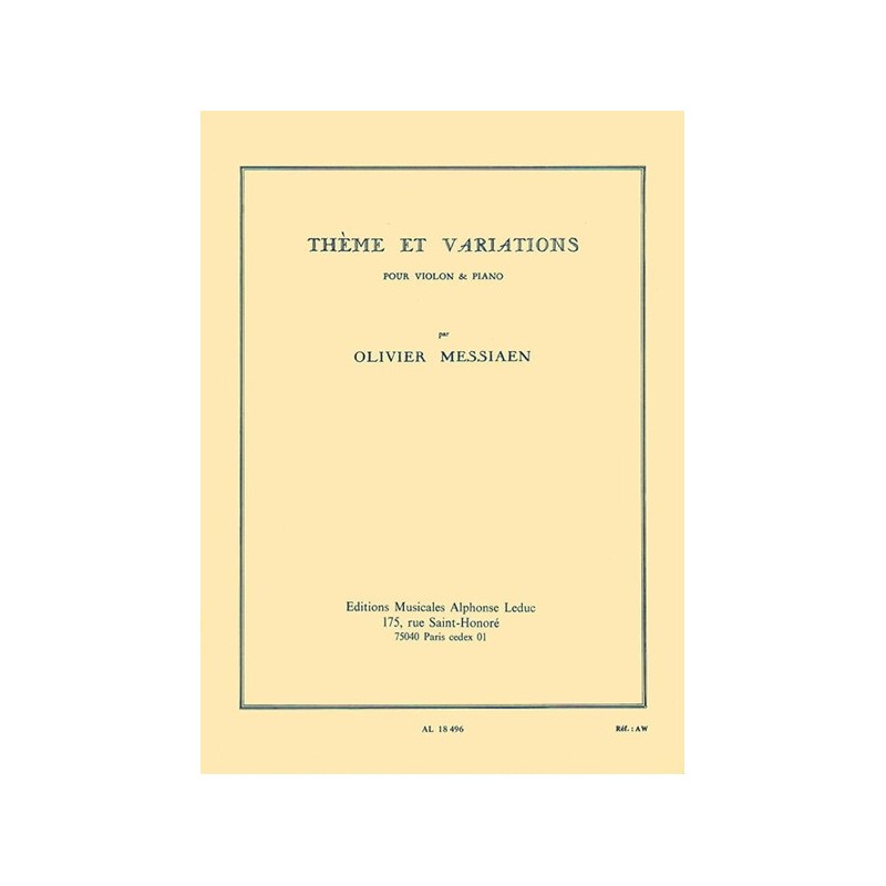 9790046184963AL18496 Theme et Variations pour violon et piano