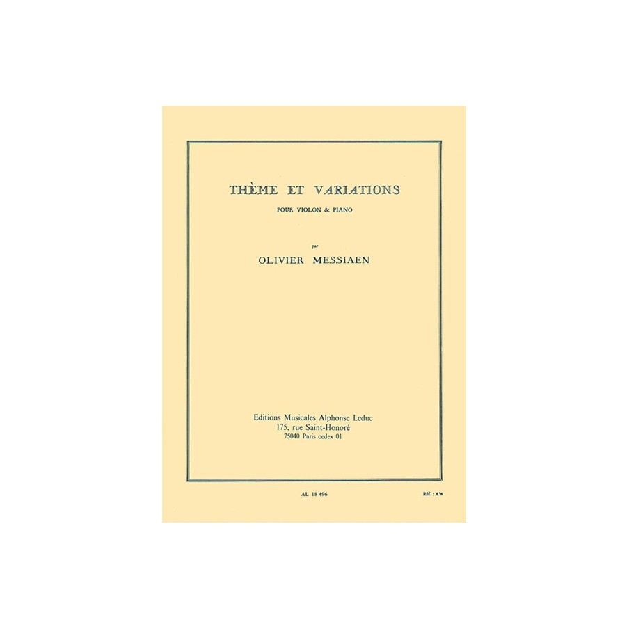 9790046184963AL18496 Theme et Variations pour violon et piano