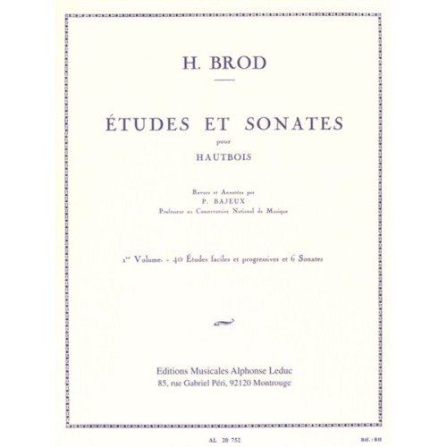 9790046207525AL20752 Études et Sonates pour hautbois solo Vol. 1