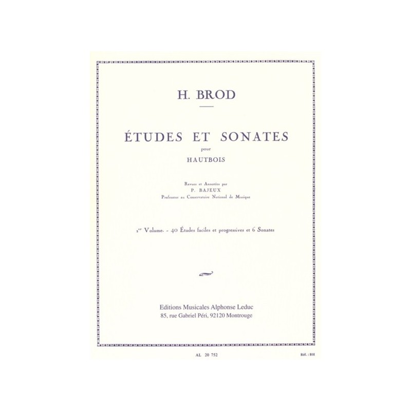 9790046207525AL20752 Études et Sonates pour hautbois solo Vol. 1