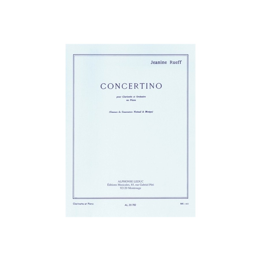 9790046207822AL20782 Concertino pour clarinette et piano