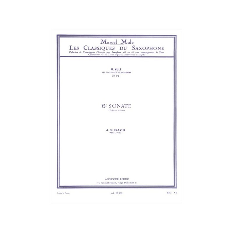 9790046208324AL20832 Sonata No.6 For Flute And Piano