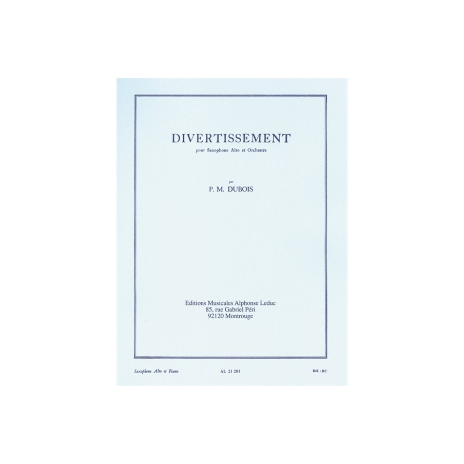 9790046212017AL21201 Divertissement For Saxophone And Orchestra