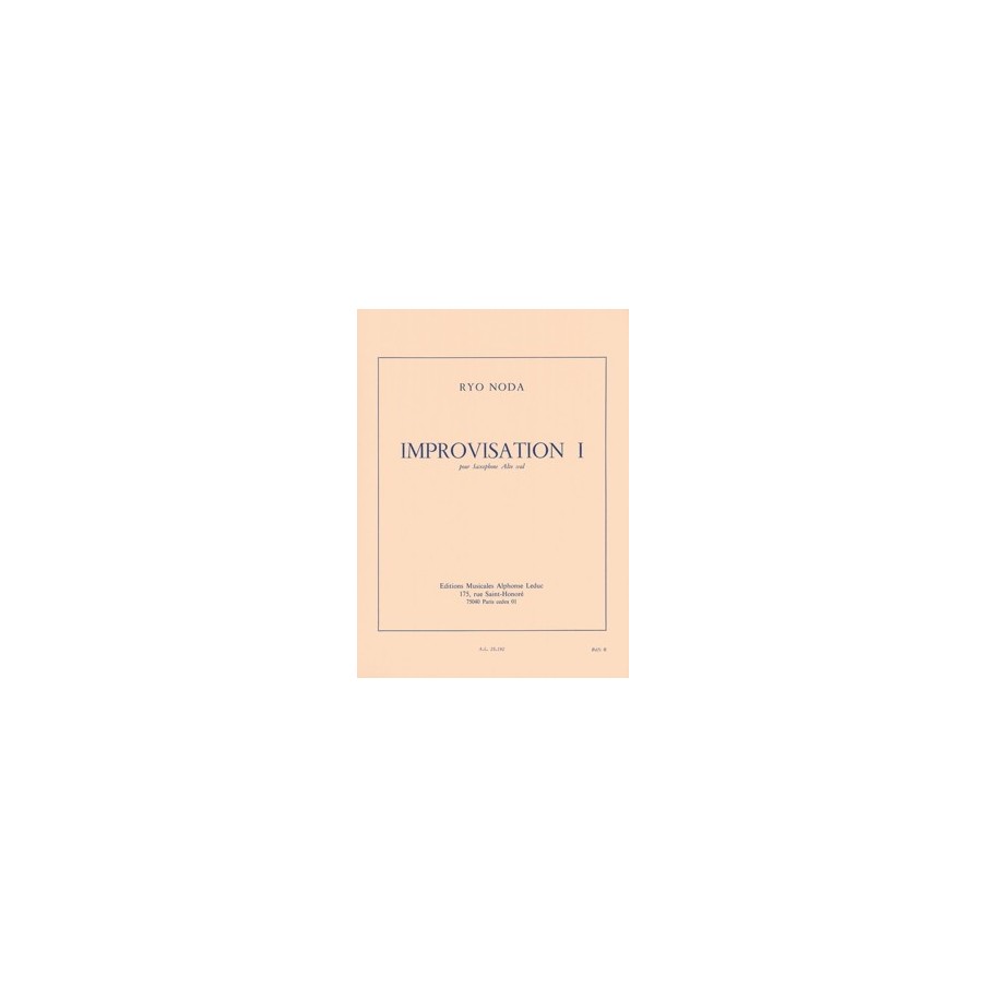 9790046251924AL25192 Improvisation 1 pour saxophone alto seul