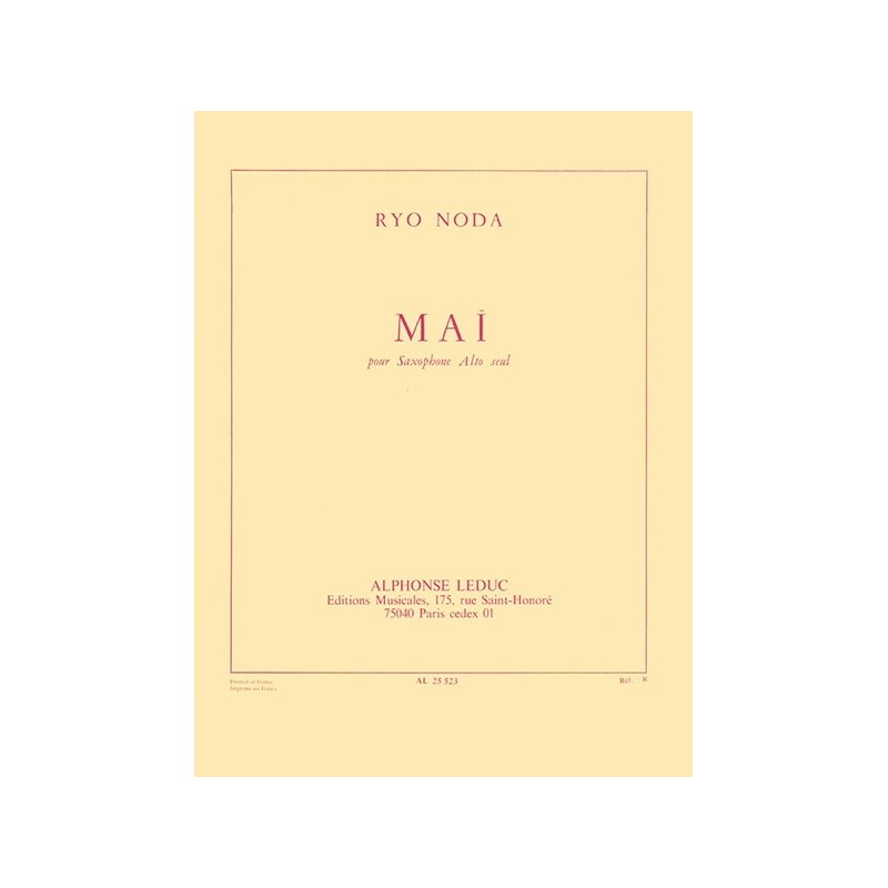 9790046255236AL25523 Maï pour saxophone alto seul