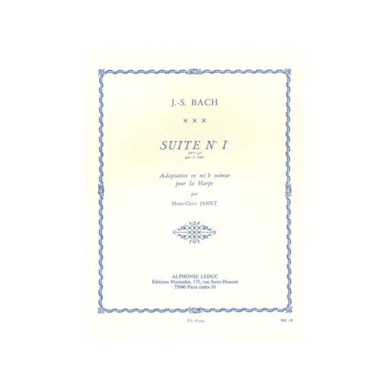 9790046263347AL26334 Suite No.1 BWV 996 for Lute Adapted