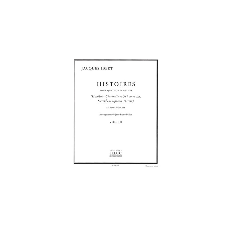 9790046297311AL29731 Ballon Ibert Histoires v.3 7e Woodwind Quartet