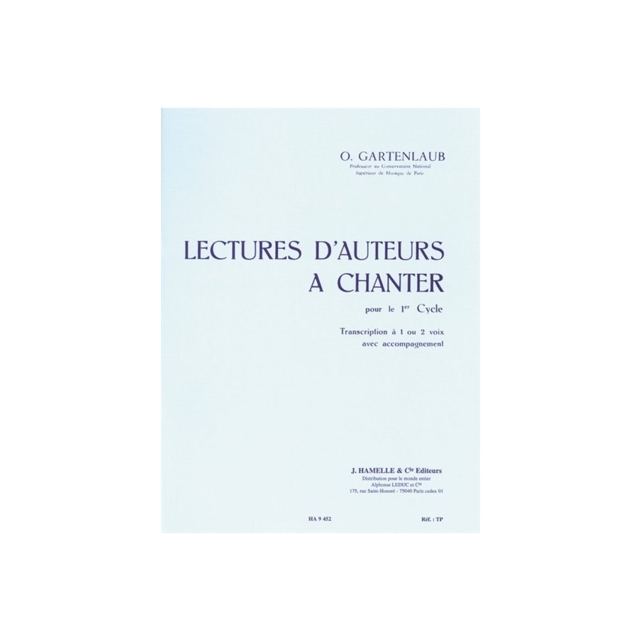 9790230794527ALHA009452 Lectures d'auteurs à chanter pour le 1er Cycle