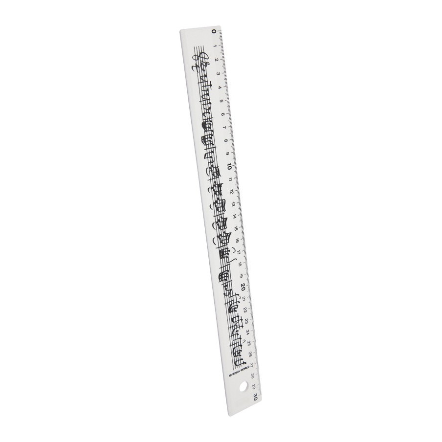 Règle 30 Cm Blanche Avec Portée De Notes Noire En Plastique