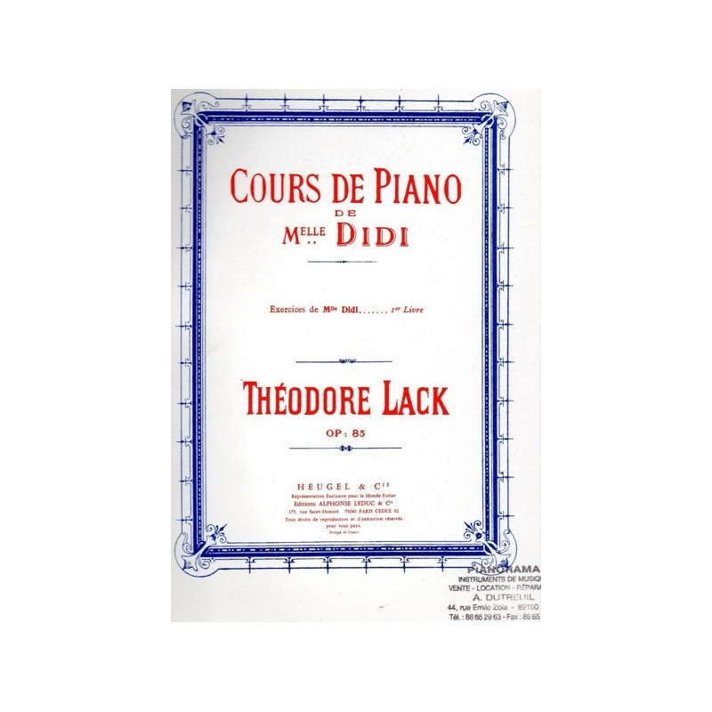 Cours de Piano de Mlle Didi Exercices vol. 1 Piano 