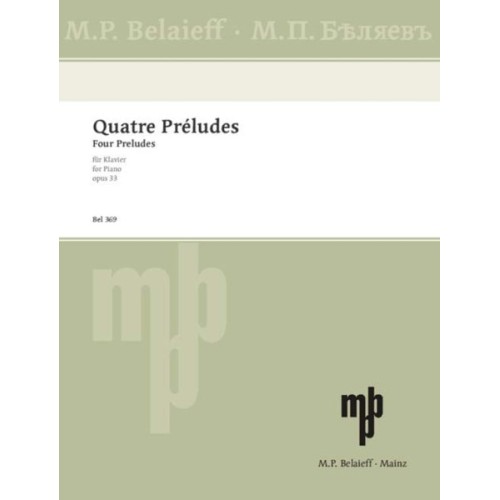 9790203001997369 BEL Four Preludes op. 33