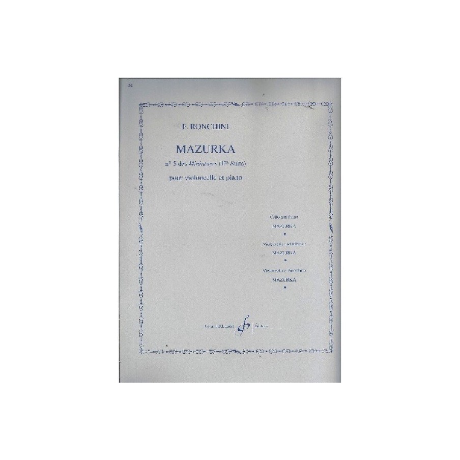 9790043937654GBCC956 Mazurka Nø5 Des Miniatures (1Ere Suite)