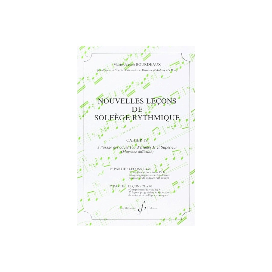 9790043041139GB4113 Nouvelles Lecons De Solfege Rythmique Volume 4