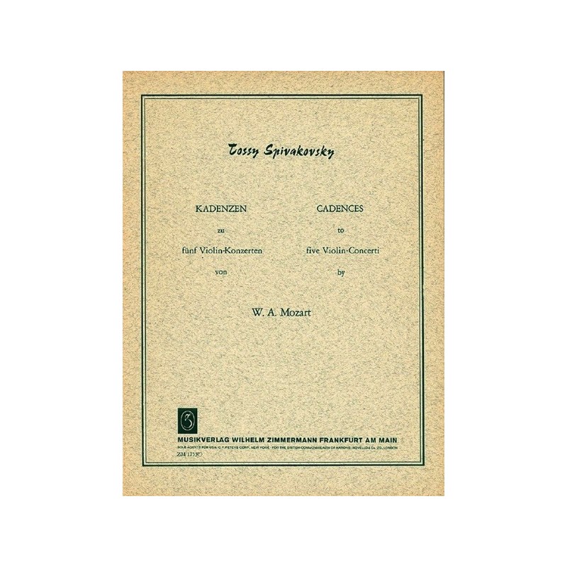 Kadenzen zu den Violinkonzerten von Mozart 