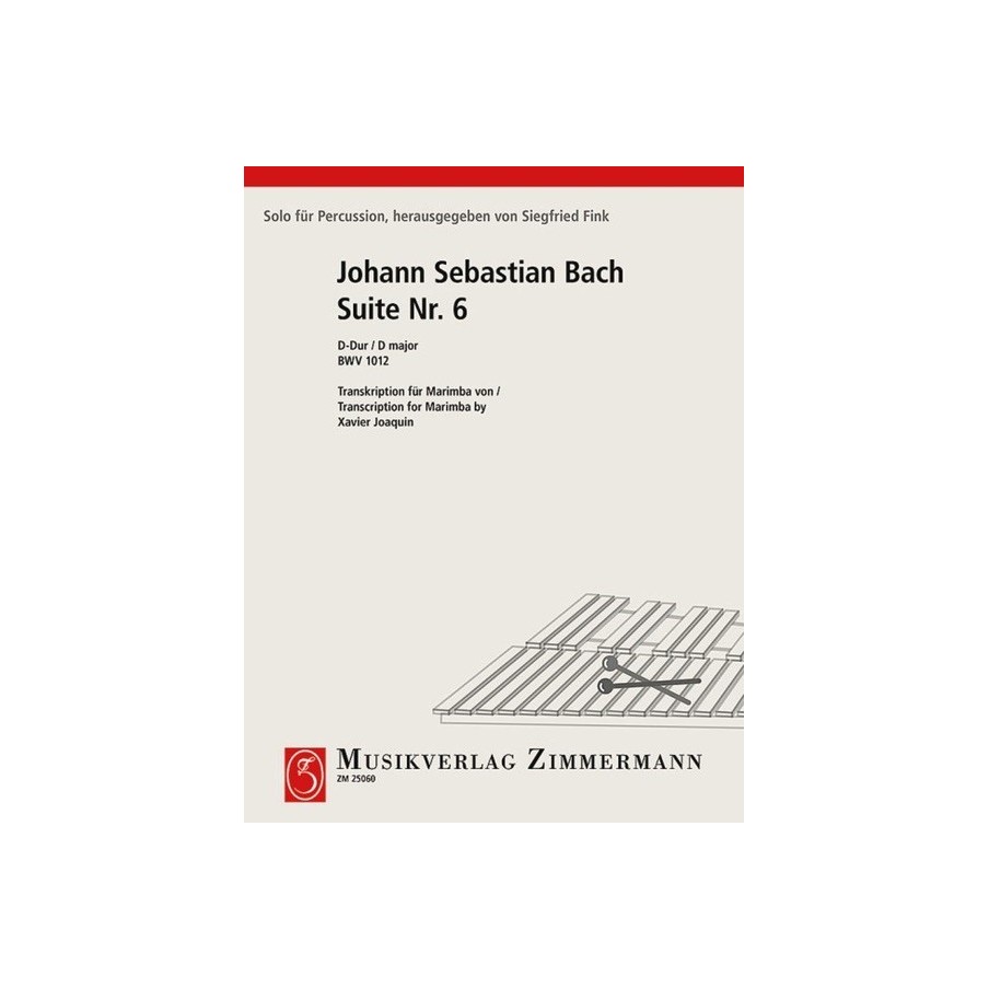 Suite 6 BWV 1012 For Marimba 
